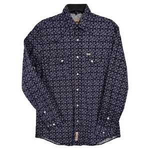 Rafter C Cowboy ProFlex45 Pearl Snap Western Shirt Medium‎ Purple Black Rodeo